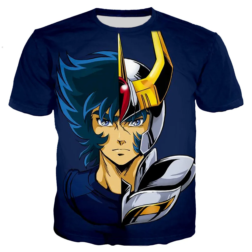 Футболка Saint Seiya, мужские модные футболки, детские топы в стиле хип-хоп, футболки с аниме 3d принтом, летняя мужская футболка, топы с графическим рисунком, футболка для мальчиков