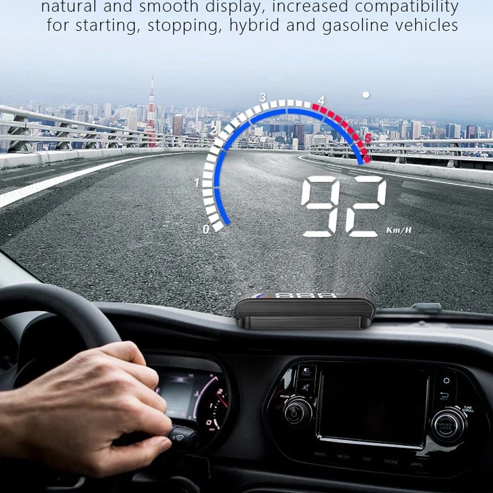 HD электронный автомобильный HUD проекционный дисплей OBD2 + GPS EUOBD скорость оборотов в минуту консервация топлива проектор напряжения сигнализация на лобовом стекле