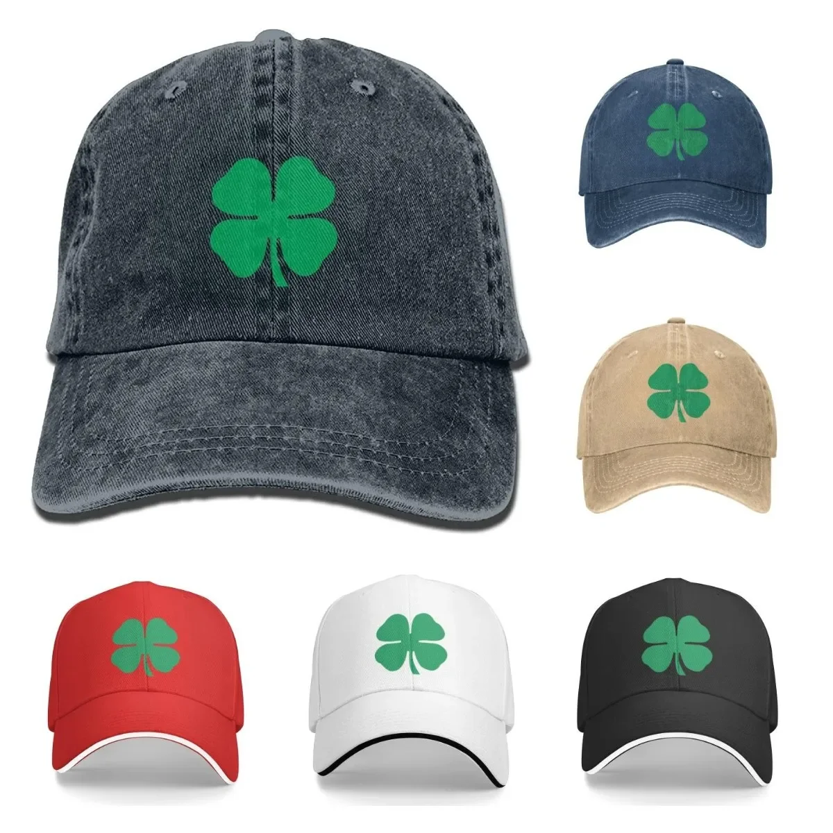 Бейсболка унисекс из денима Lucky 4-Leaf Clover, регулируемые бейсболки