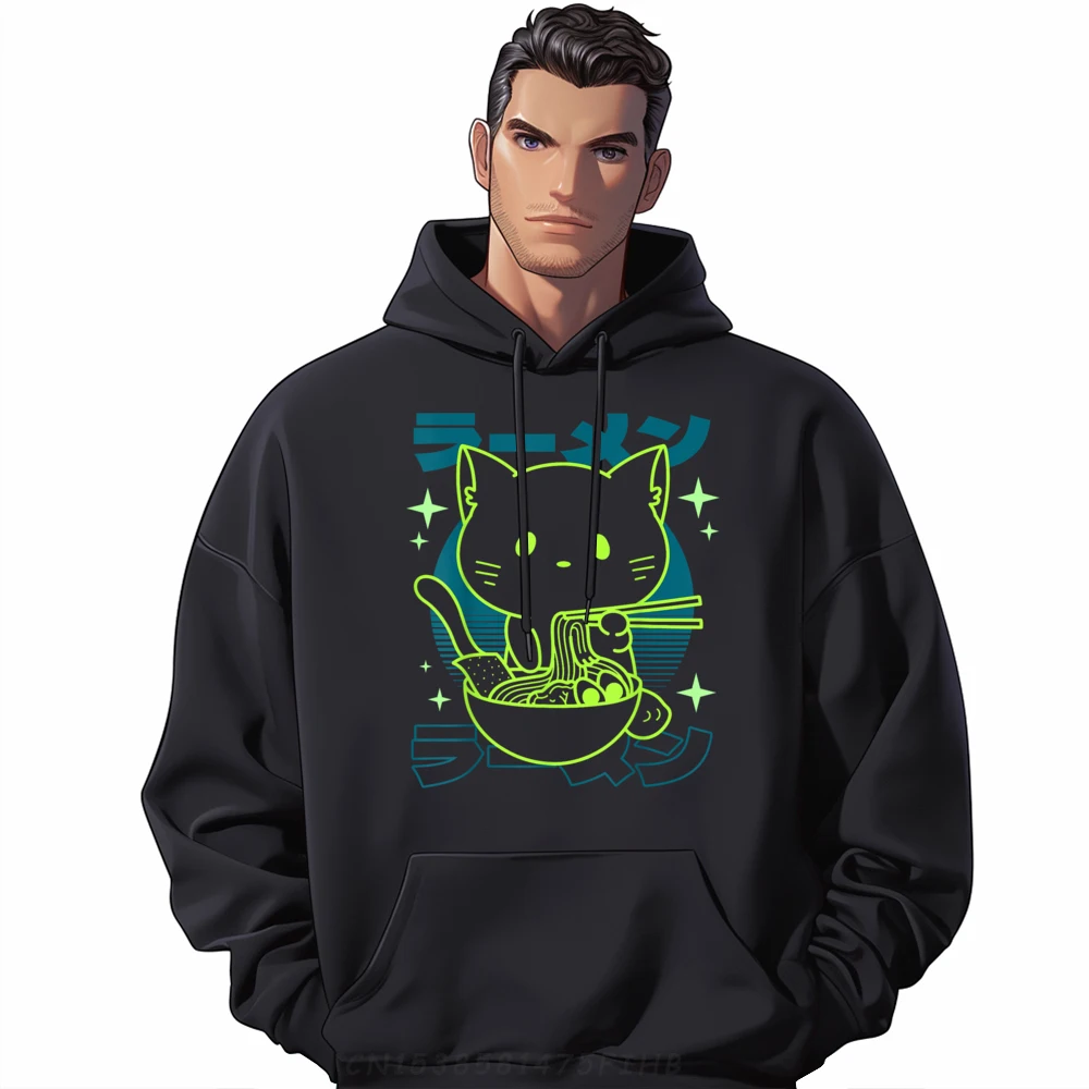 Ramen Cat японская ретро лапша эстетическая Kawaii Cat Camisas Basicas Hombre дизайнерская одежда для мужчин День влюбленных