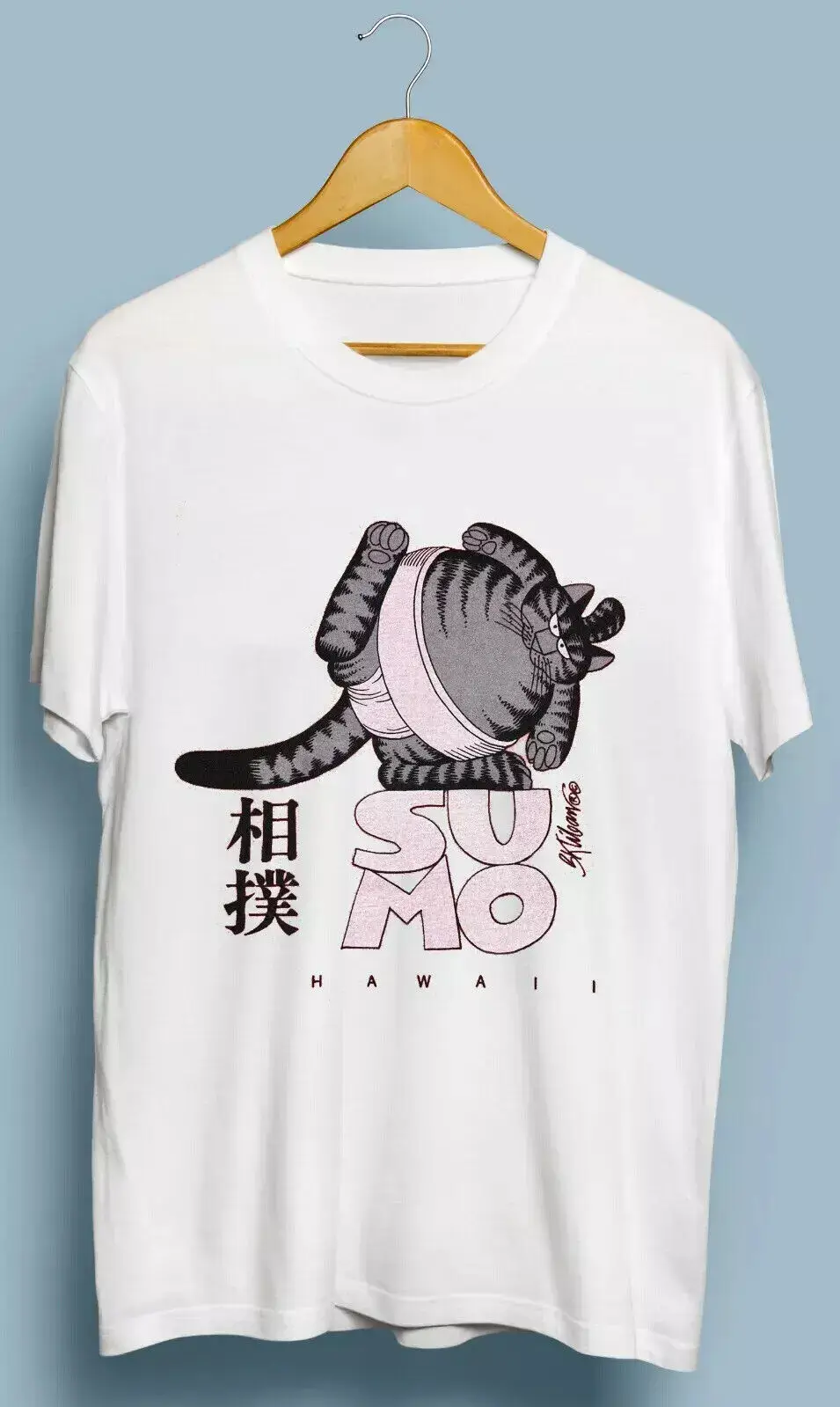Винтажная Футболка NWT Crazy Cat Sumo, гавайская ливаня, размер S-5XL, белая-хлопок