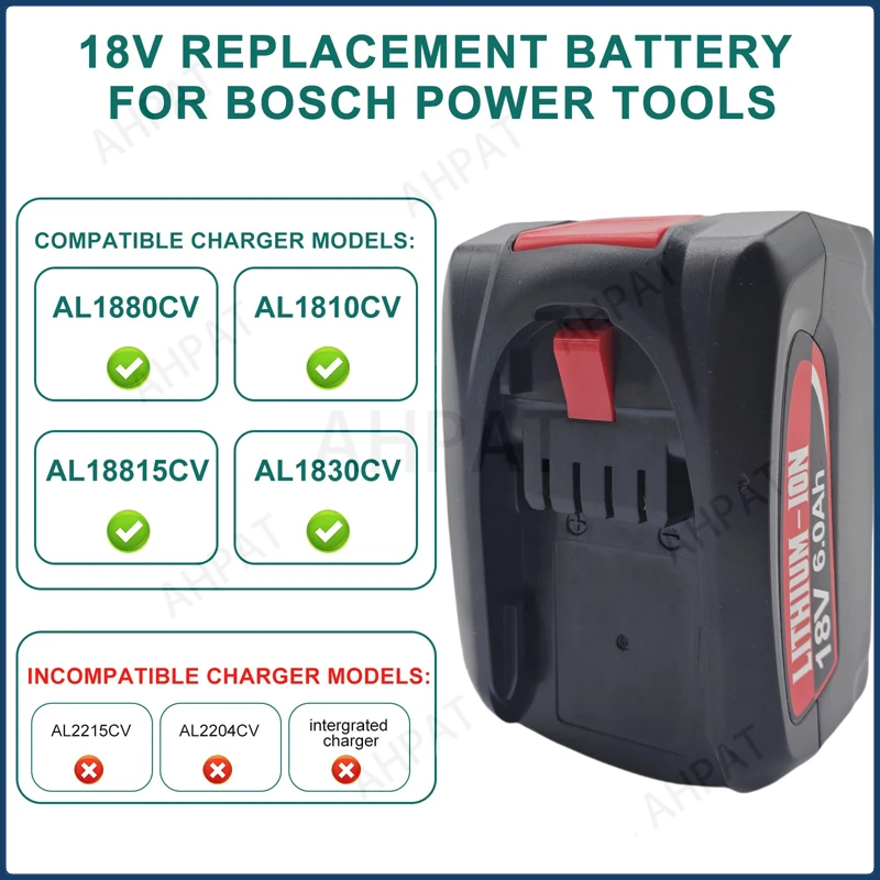Фото 6000 мАч для Bosch PBA 18 В Сменный аккумулятор для Bosch дома и сада PBA PSB PSR Аккумуляторная батарея Инструменты AL1880CV AL18815CV. №4