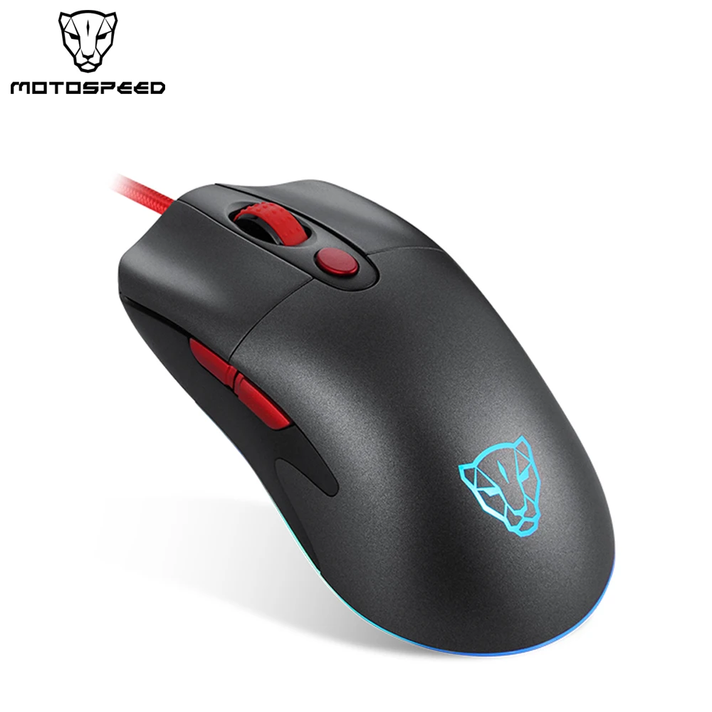 Проводная игровая мышь Motospeed V400 USB, 8 кнопок, RGB подсветка, 6400 точек на дюйм, мышь для программирования макросов, геймерская мышь для портативного компьютера, ПК