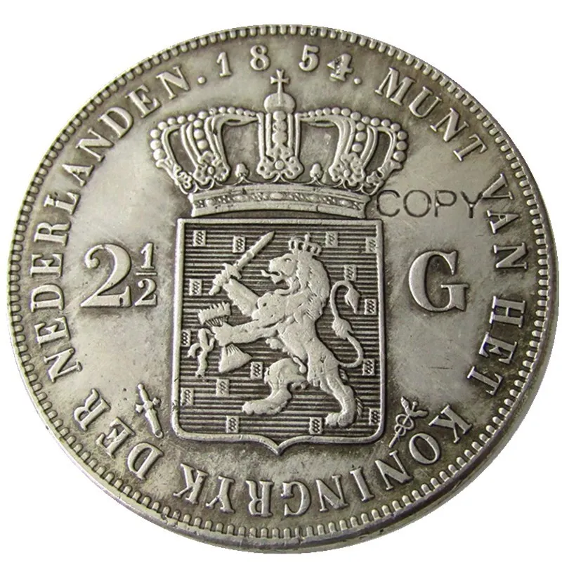 Нидерланды, 1854 2 12 Gulden Willem lll Посеребренная копия декоративная монета (art.: 3920c2120bfd0) - 3920c2120bfd0