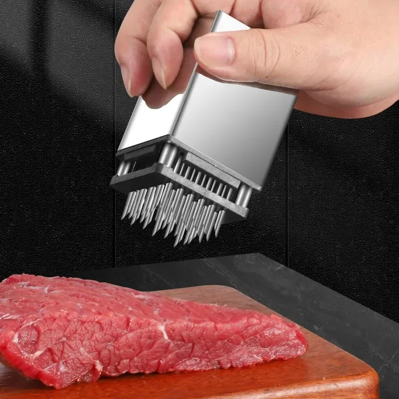 Фото Двусторонняя игла для размягчения мяса, кухонный инструмент из нержавеющей стали 304 для стейка и говядины, молоток с молотком, 2-в-1 №4