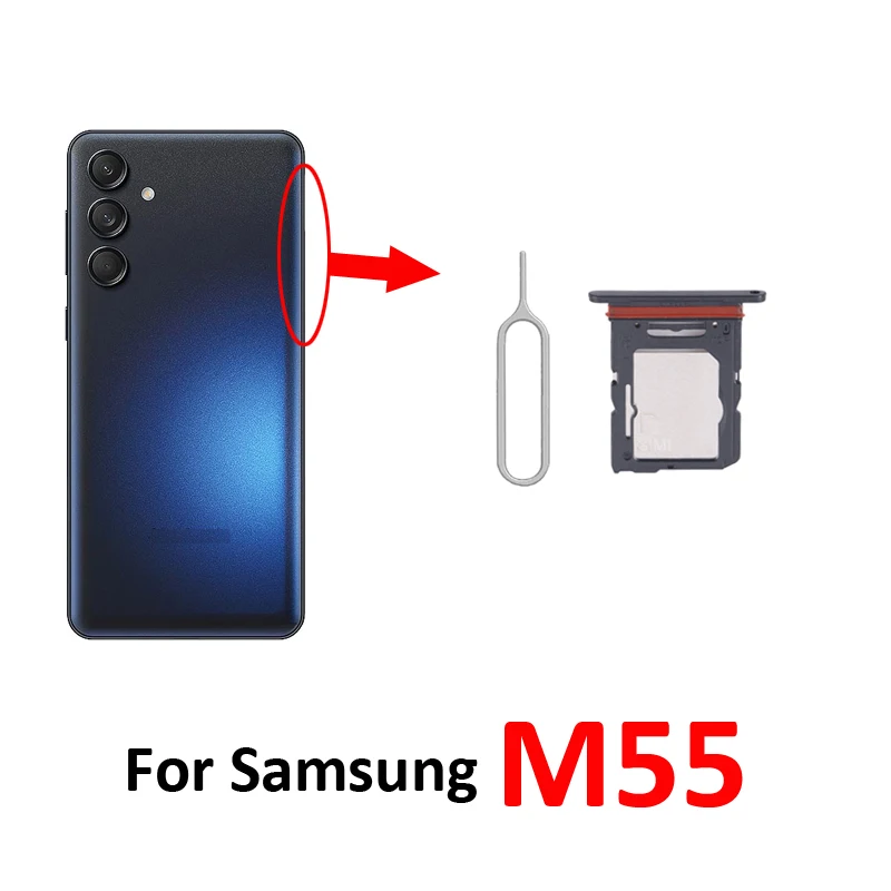 Для телефона Samsung Galaxy M55 5G M556 M556B, новый держатель слота для SIM-карты, карманный синий, серый, с булавкой для эжектора SIM Телефоны и аксессуары