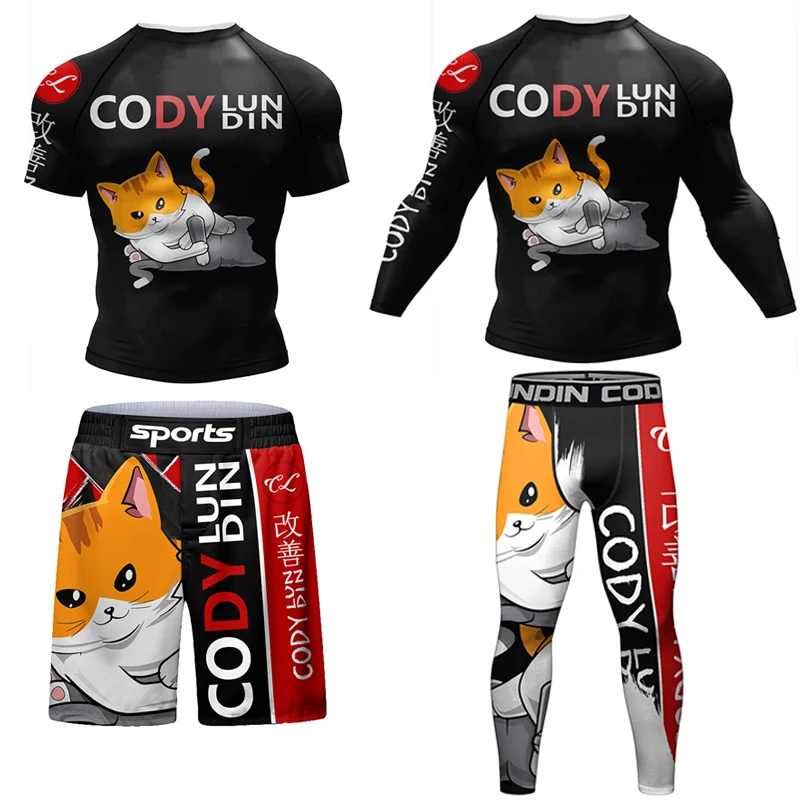 Мужские Компрессионные шорты, спортивный костюм, Bjj Rashguard для мужчин, тренажерный зал, плотная тренировочная одежда, тренировочный костюм для бега