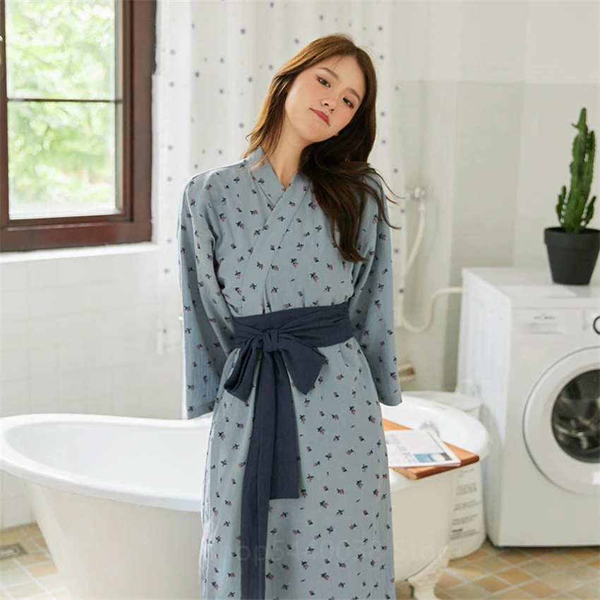 Комплект кимоно Jepang Pakaian Tidur Wanita Katun Wanita Musim Gugur Lengan