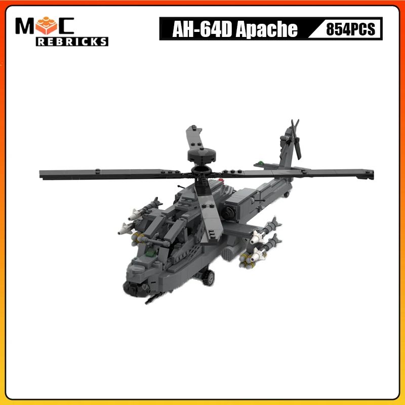 Военная коллекция AH-64D Apache Longbow Вертолеты Строительный блок Самолет DIY Модель Головоломка Кирпич Игрушки для мальчиков Рождественские подарки