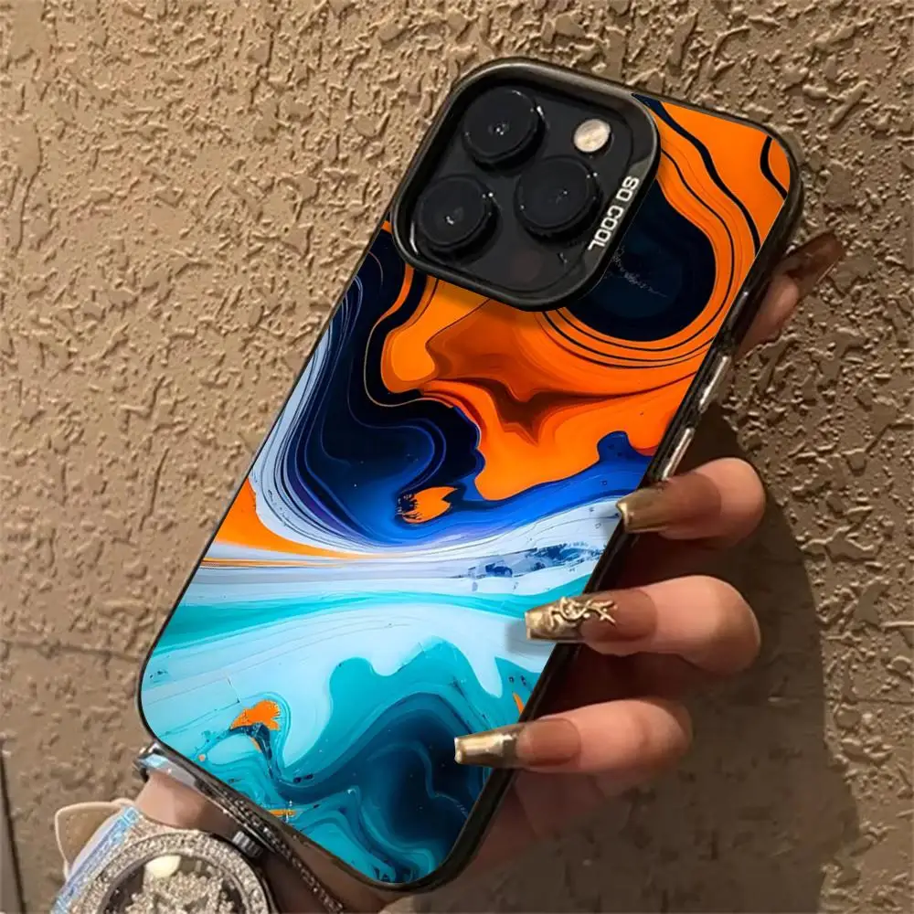 Чехол для телефона с жидким художественным узором, подходящий для iPhone 17, 16, 14, 13, 12, 11 Pro Max, противоударный и защитный чехол от отпечатков пальцев