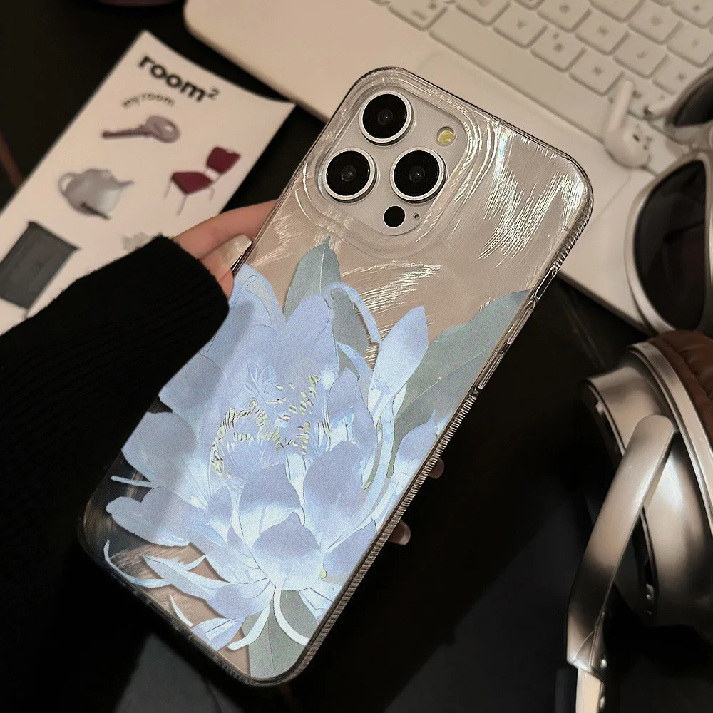Фото Мягкий силиконовый чехол для телефона Gitter Laser для iPhone 14, чехол для iPhone 16, 15, 13, 12, 11 Pro Max 14 Plus, противоударный чехол с цветочным принтом и бабочкой №2