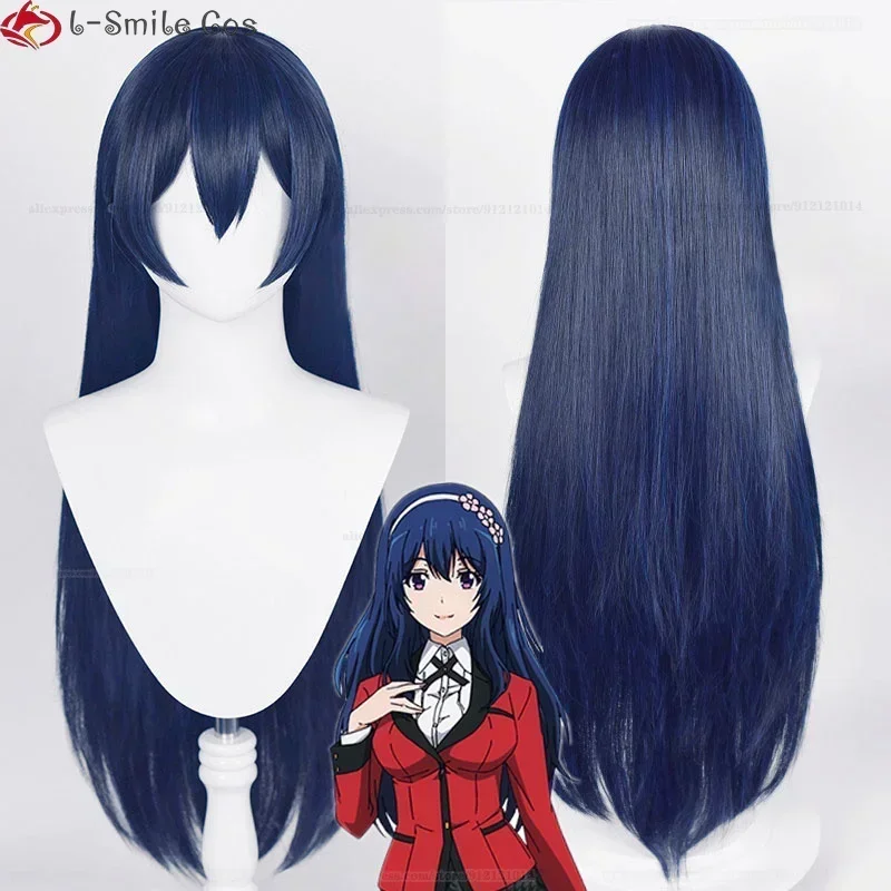 Фото Аниме Kakegurui Twin Hanatemari Tsuzura, парик для косплея, длина 80 см, синий, черный, термостойкие синтетические парики Hyuga Hinata + шапочка для парика №2