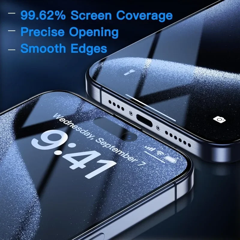 Фото Закаленное стекло для iPhone 15 14 13 12 11 Pro Max Plus, Защитная пленка для HD экрана с одним нажатием, защита от пыли, 3 шт. №5