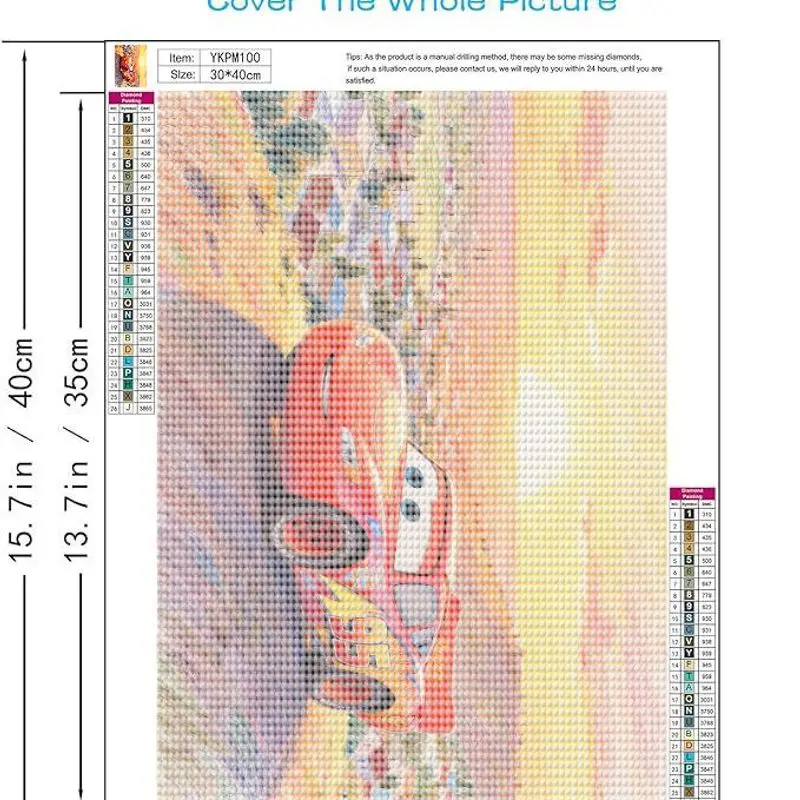 Фото 1 шт. Disney Pixar Cars Lightning McQueen алмазная живопись, 5D полная дрель мультфильм гоночный автомобиль художественный комплект, сделай сам горный хрусталь драгоценный камень картина Se №2