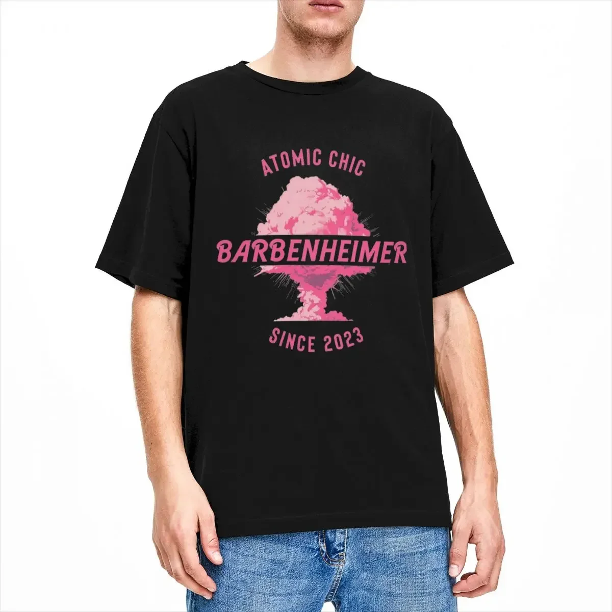 Мужская и женская футболка Barbenheimer Pink Mushroom Cloud, 2023, футболки с короткими рукавами и круглым вырезом, хлопковая одежда