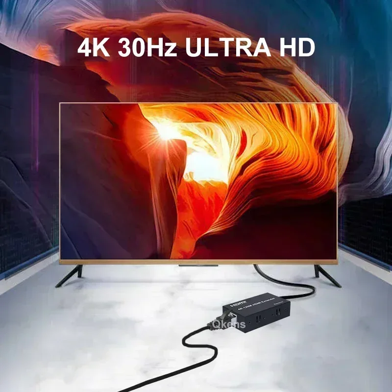 Удлинитель HDMI 4k, 100 м, 120 м через кабель Ethernet Cat5e Cat6 Rj45, видеоконвертер против 1080p, 60 м, Ethernet-кабель, передатчик, приемник (art.: 3920cd9c44341) - 3920cd9c44341