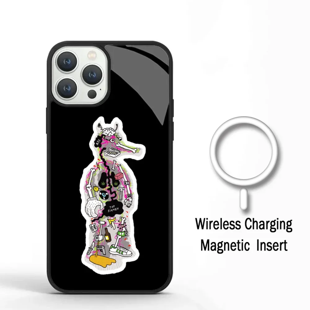 Модный чехол для телефона Q-квазимото для IPhone 11 12 13 14 15 Plus Pro Max, зеркальный акриловый чехол для беспроводной зарядки Magsafe