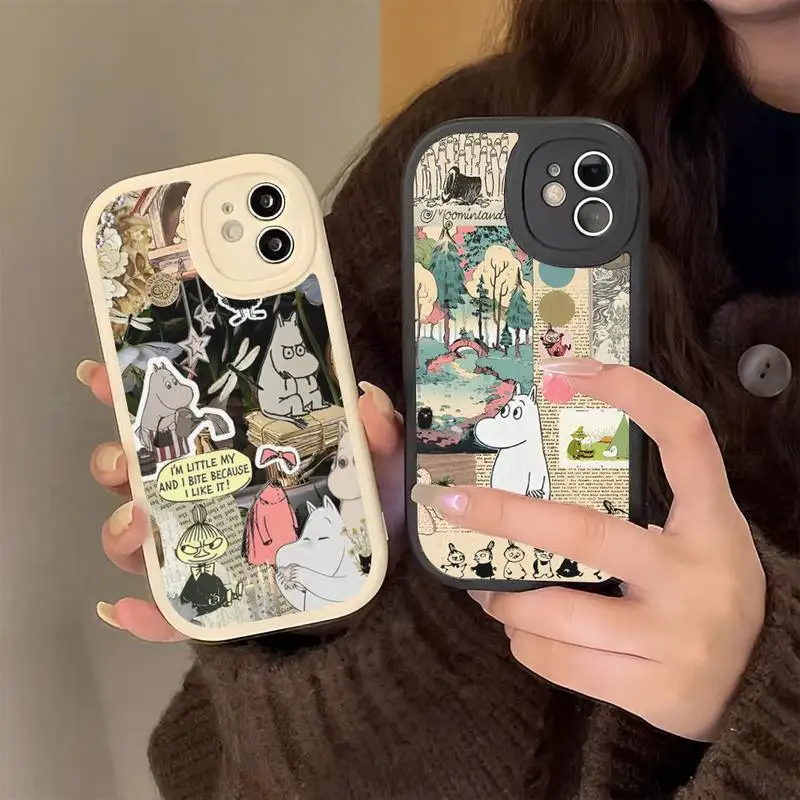 Комикс M-Moomin милый хиппи чехол для телефона жесткий кожаный чехол для телефона для iPhone 14 13 12 Mini 11 14 Pro Max Xs X Xr 7 8 Plus