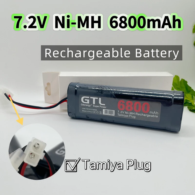 Новый аккумулятор 7,2 В, 6800 мАч, NiMH аккумулятор RCcar Truck Bugibot tank ni mhBattery, серый источник питания для ужина, с разъемами Tamiya