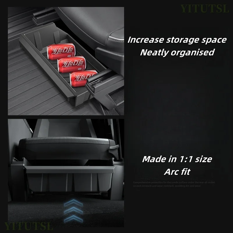 Фото Для Tesla Cybertruck TPE Ящик для хранения под сиденьем Tesla Cybertruck Ящик для хранения автоаксессуаров №3