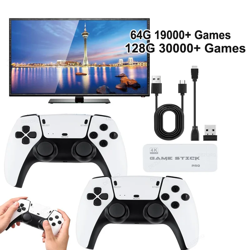 M15 Pro Game Stick Mini Consola Retro 4K 19000+ Игры Видеоигры HD TV Игровой плеер Беспроводной контроллер Игровая консоль