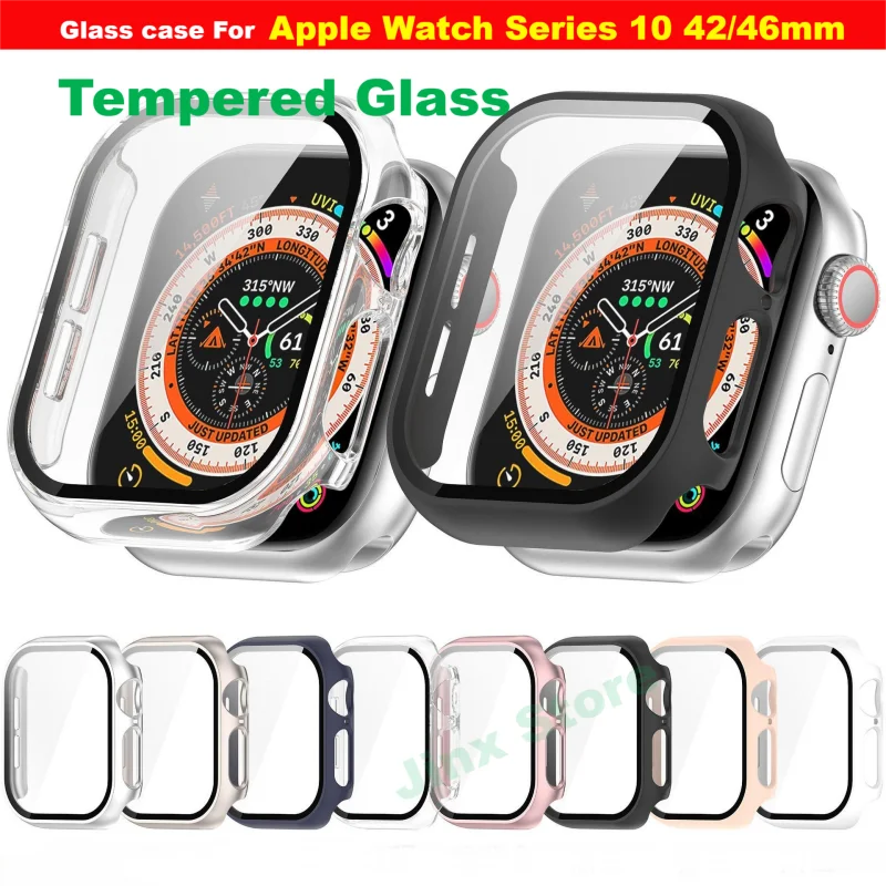 Закаленное стекло для Apple Watch 10 42 мм 46 мм, защитная пленка для экрана бампера из поликарбоната iWatch series 10, аксессуары X