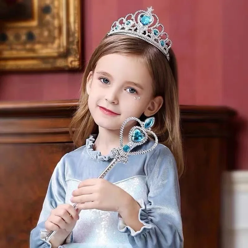 Фото Лидер продаж, милый Disney Frozen Kawaii, одинаковый стиль, принцесса Эльзы, ролевая волшебная палочка, корона, кольцо, серьги, браслет, набор перчаток №3