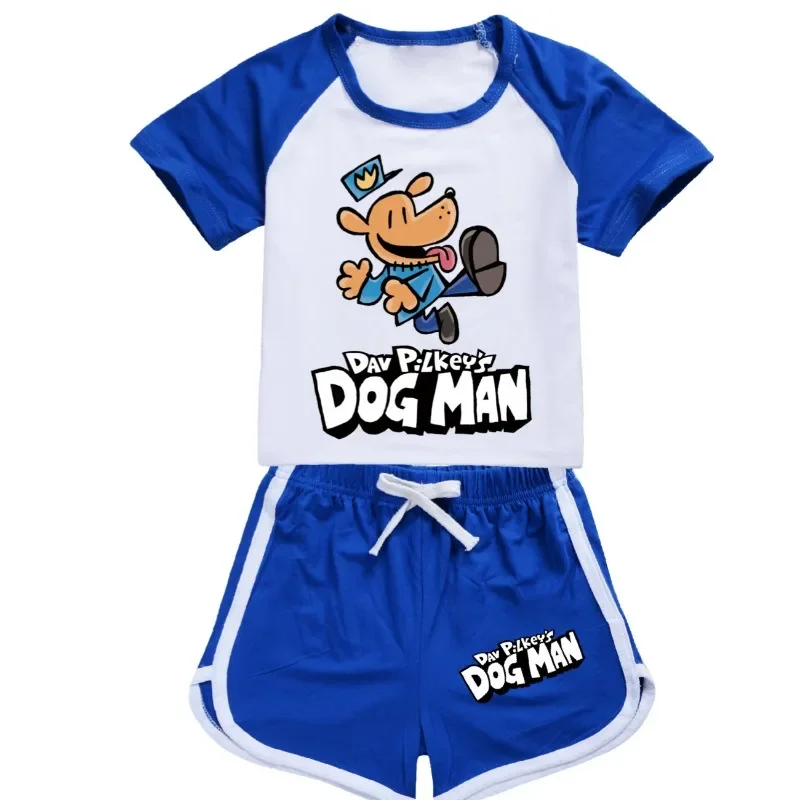 Фото Одежда для мальчиков dogmantoddlers, летняя Пижама, хлопковая футболка с коротким рукавом/шорты, комплект из 2 предметов, Забавный Повседневный Спортивный костюм для догмен и девочек №3