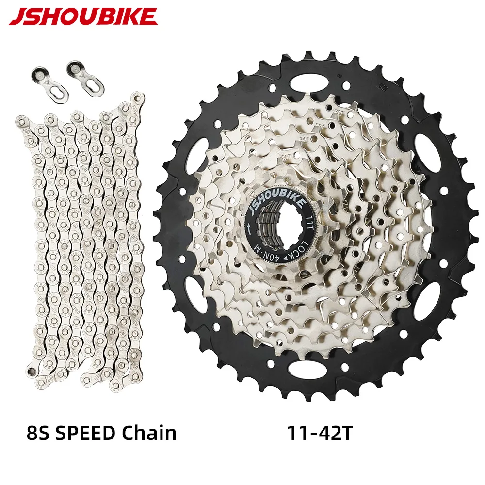 Фото JSHOUBIKE MTB 8 скоростей 32T 36T 40T 42T свободное колесо 8V с цепью 112 звеньев 8 s K7 кассета Запчасти для горного велосипеда Shimano HG Hub №5