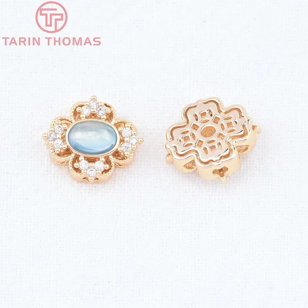 Фото (9161) 4PCS 18K Gold Color Brass with Zircon Round Square Shape Beads Bracelet Beads High Quality Diy Jewelry Making Accessories №4
