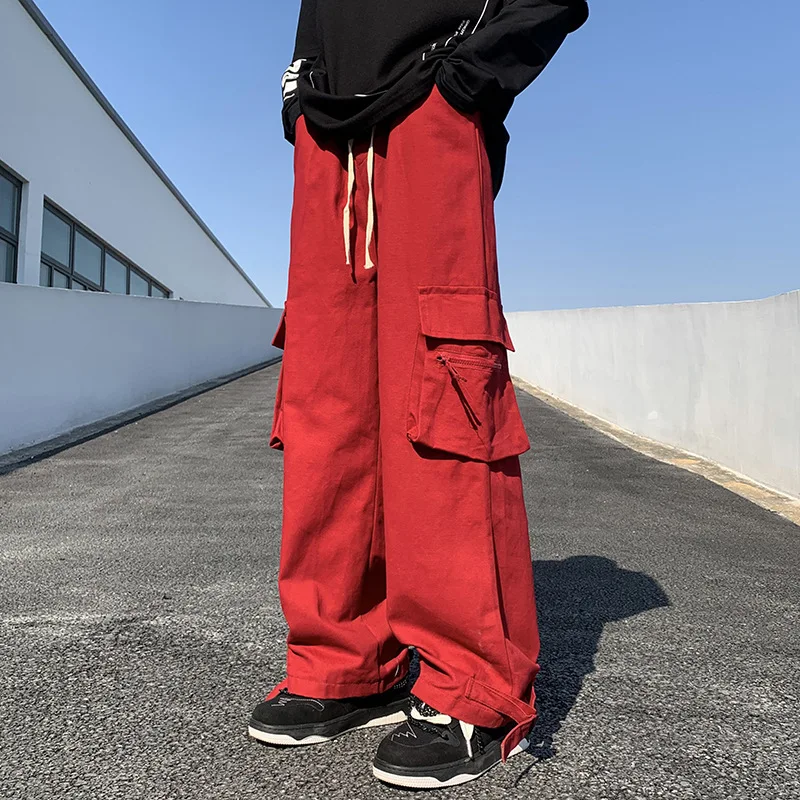 Wide leg work pants for men, spring Japanese retro high street trend design, straight leg loose casual long pants (art.: 3920ce9b014ec) - 3920ce9b014ec