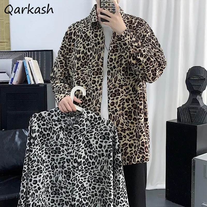 Леопардовые рубашки женские с длинным рукавом свободные Harajuku крутой весенний дизайн модные M-3XL уличная одежда для пар винтажные топы Blusas подростковые