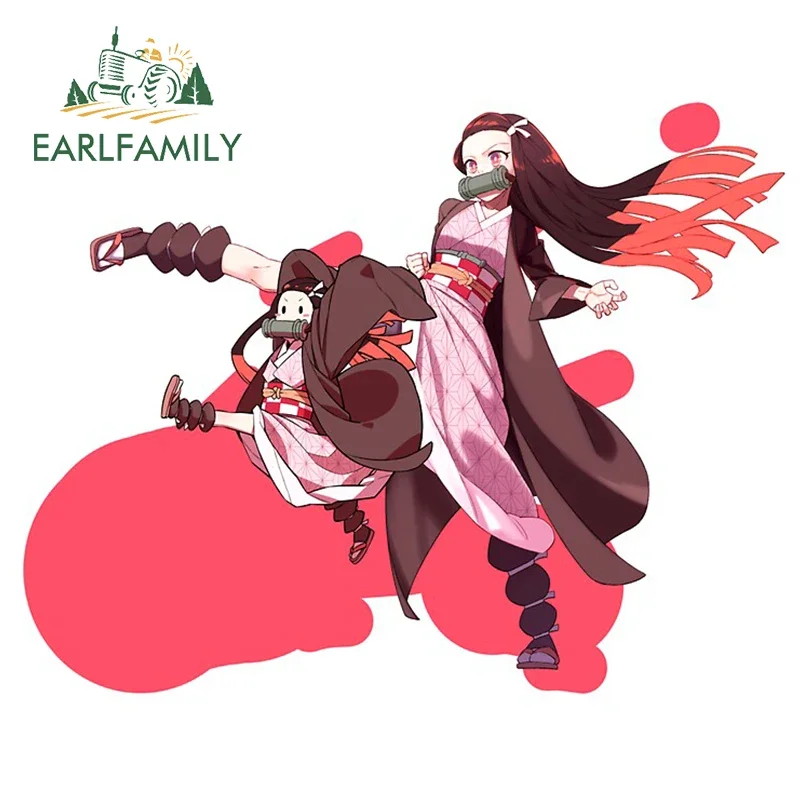EARLFAMILY 13 см x 10,2 см Kamado Nezuko Artic Стикеры для автомобиля ноутбука Аниме Chibi ноутбук Авто Наклейка Водонепроницаемый солнцезащитный бампер Декор