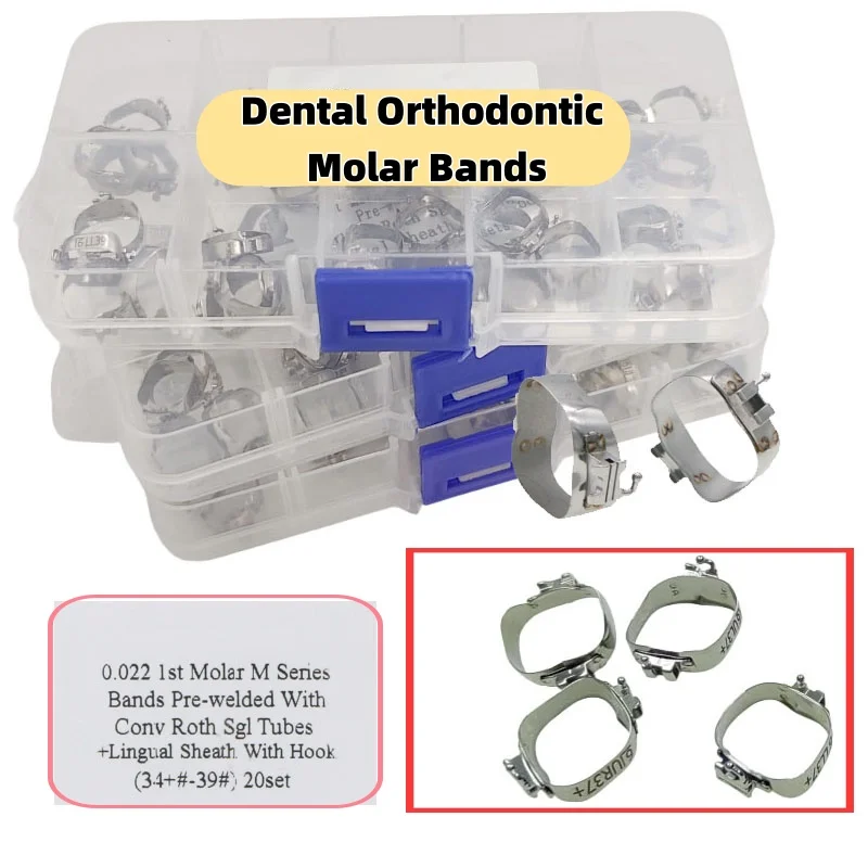 40 шт./компл. Dental Roth 0,22 ортодонтические ленты для первых моляров, предварительно сварная трансформируемая буккальная трубка + личная оболочка с крючком M 34 # +-39 #