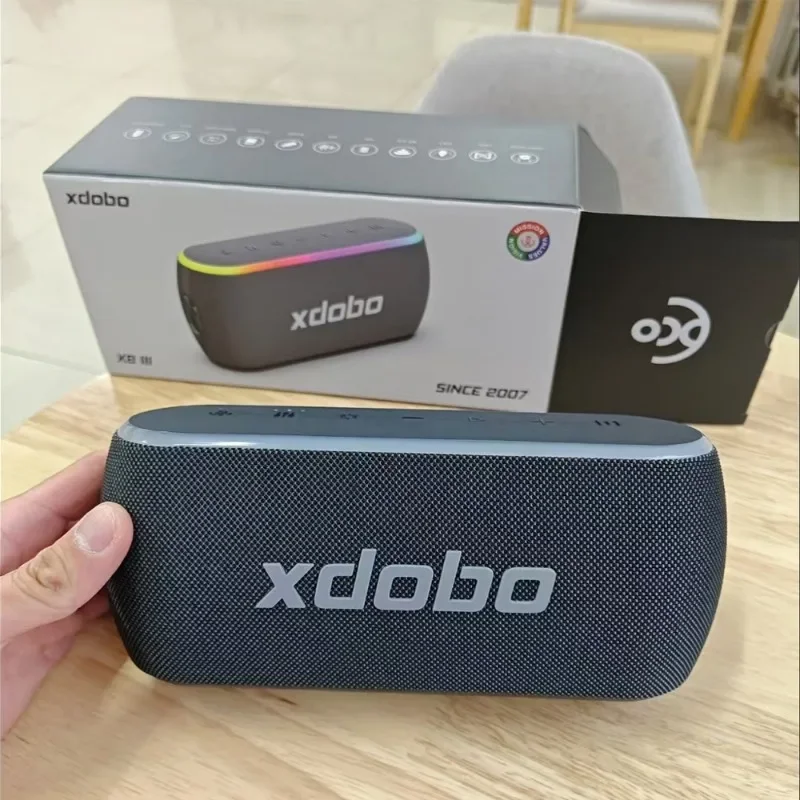 XDOBO X8III Водонепроницаемый шокирующий тяжелый бас 60 Вт Мощный беспроводной Bluetooth-динамик с цветной подсветкой RGB HIFI Стерео Бумбокс