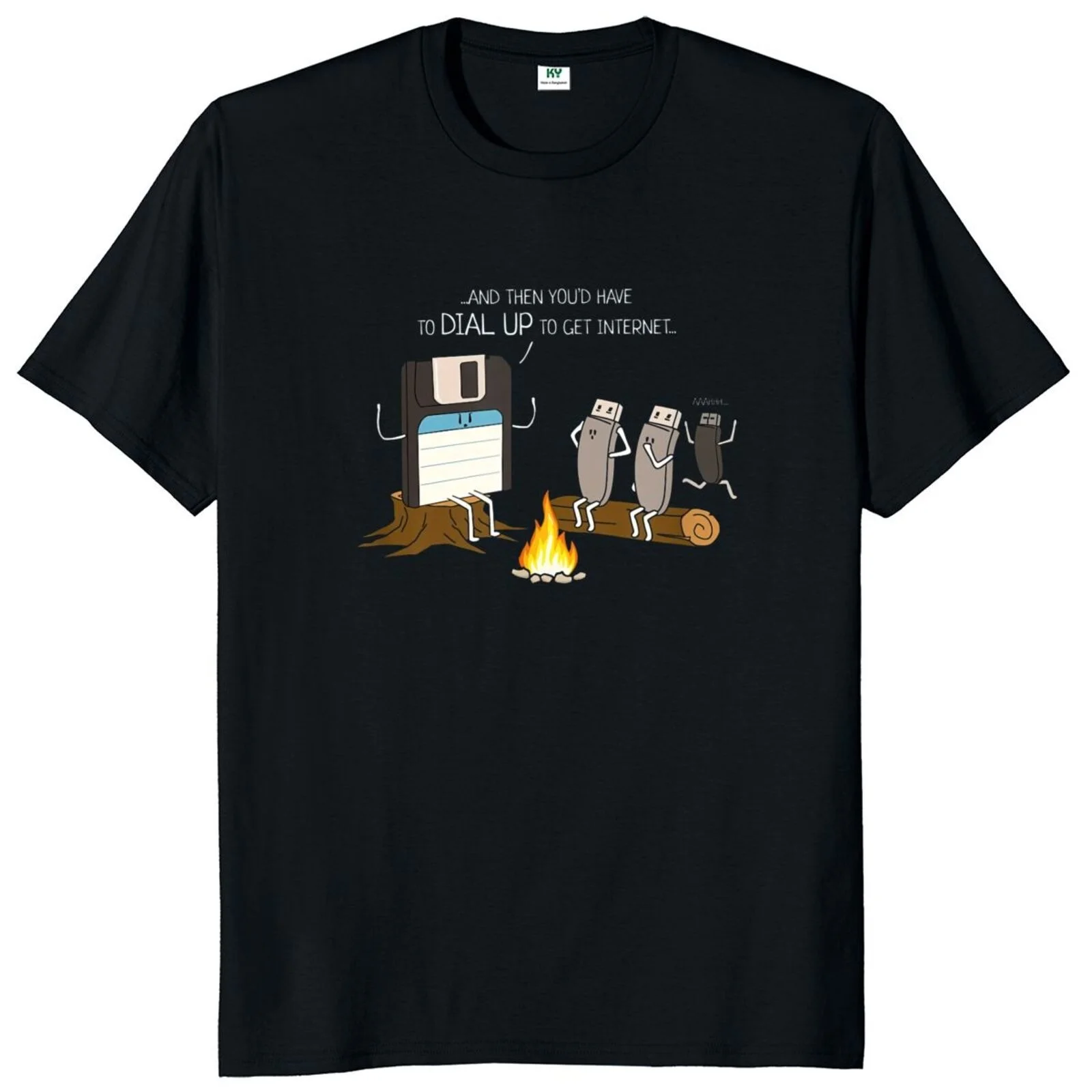 Api Unggun Tales Of Dial Up Internet Kaus Humor Geek Desain интернет Lucu Kaus Kasual Katun Lembut Premium Uniseks