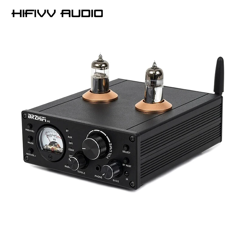 Профессиональный Hi-Fi цифровой усилитель мощности TPA3116 100 Вт + 100 Вт 6J5 электронный трубчатый усилитель BT/Coax/OPT/TF/радио/Aux/USB вход