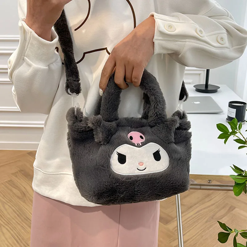 Фото Kawaii Plushie Sanrio Kuromi сумка Kawaii Kt Cinnamoroll сумка на плечо Симпатичная Мелодия мягкая сумка для хранения подарок на день рождения для девочки №2
