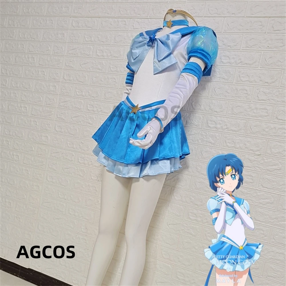 AGCOS пользовательский размер Сейлор Мун Меркурий Mizuno Ami みみ み женский костюм для косплея Новогодняя одежда Платье Аниме Косплей