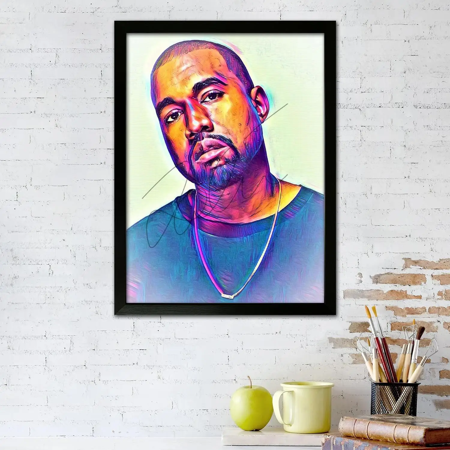 Фото Kanye West Холст Художественный постер и настенное искусство, печать с изображением, современная семья, декор для спальни, постеры, декоративная живопись №2