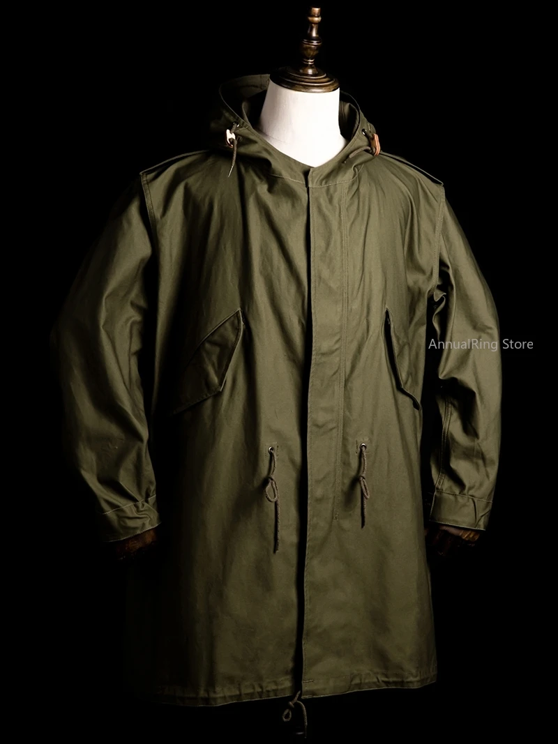 Фото Красный Tornado Repro Army M-51 Fishtail Parka Shell M1951 Мужской плащ Негабаритная уличная длинная куртка №4