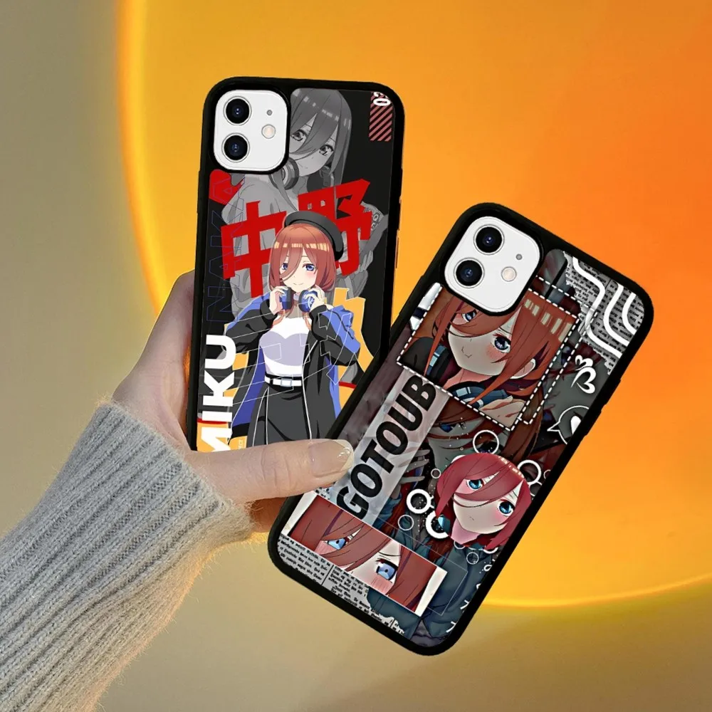Чехол для телефона Nakano Miku с аниме, силиконовый ПК + ТПУ для IPhone 11, 12, 13, 14, 15, 16 Plus Pro Max, чехол