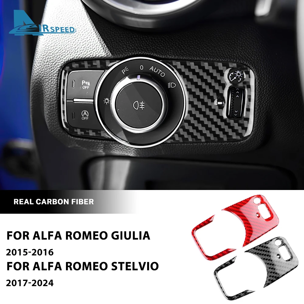 Наклейка из настоящего мягкого углеродного волокна для Alfa Romeo Giulia 2015 2016 для Stelvio 2017-2024 LHD RHD панель кнопки переключателя автомобильной фары