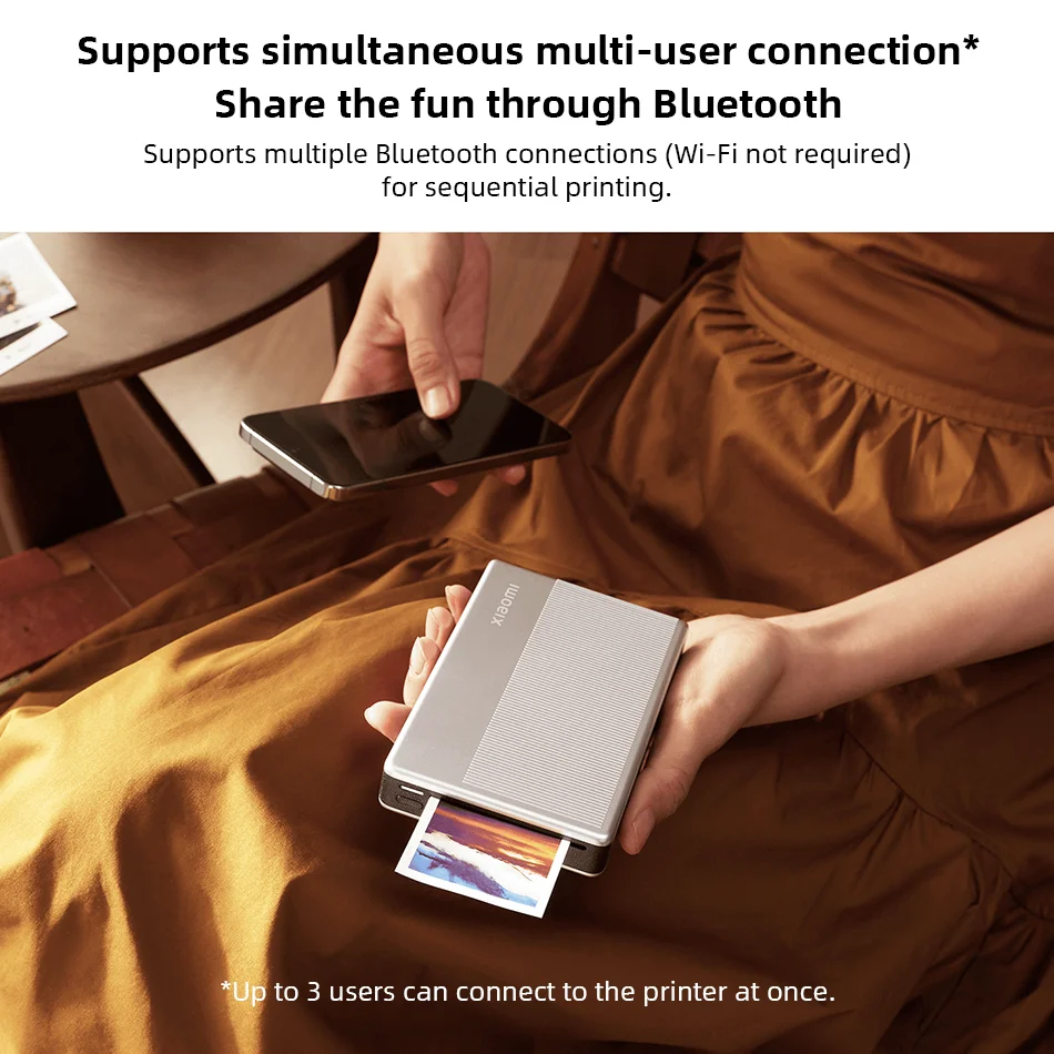 Карманный фотопринтер Xiaomi 1s, беспроводной Bluetooth, термопринт, ZINK, бесчернильная технология, портативная фотопечать с приложением Xiaomi (art.: 3920cde118a9d) - 3920cde118a9d