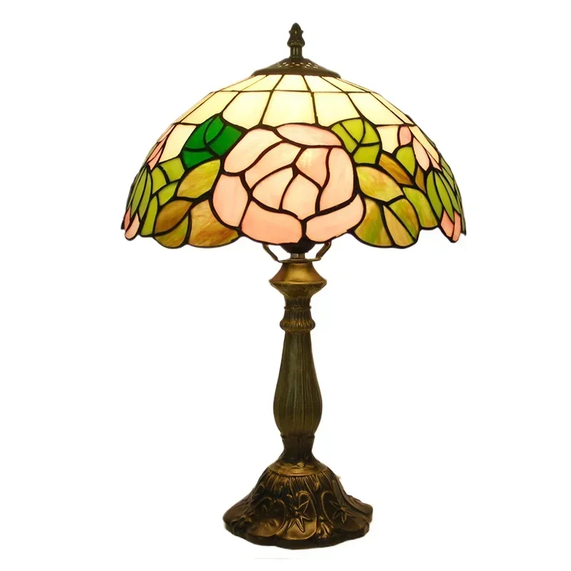Фото 12inch 30cm Retro Hummingbird Stained Glass Tiffany Table Lamp Study Bar Hotel Bedside Desk Lamp №2
