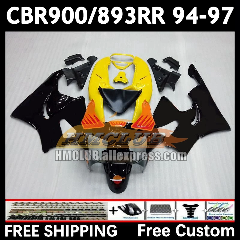 Комплект обтекателя для HONDA CBR900 CBR893 RR CBR 900 893RR CBR900RR 72No15 CBR893RR 94 95 96 оранжевый blk 97 1994 1995 1996 1997 Кузов