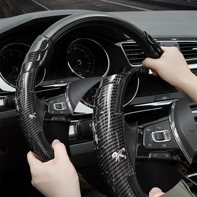 Чехол на руль автомобиля из углеродного волокна для Peugeot 108 406 407 408 206 207 208 306 307 308 508 301 408 5008 Автомобильные аксессуары