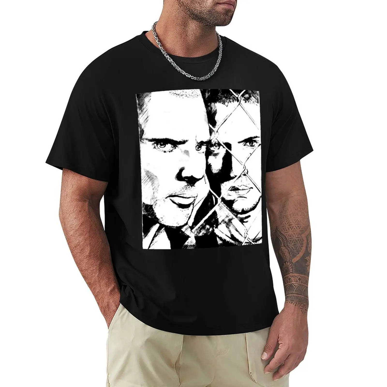Футболка Scofield and Burrows, дизайнерские рубашки, мужская одежда с синим замком