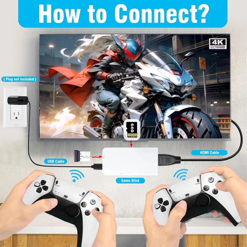 Фото 4K Game Stick ТВ игровая консоль 128G встроенный 30000 игр ретро портативный игровой плеер с беспроводным контроллером геймпада №3