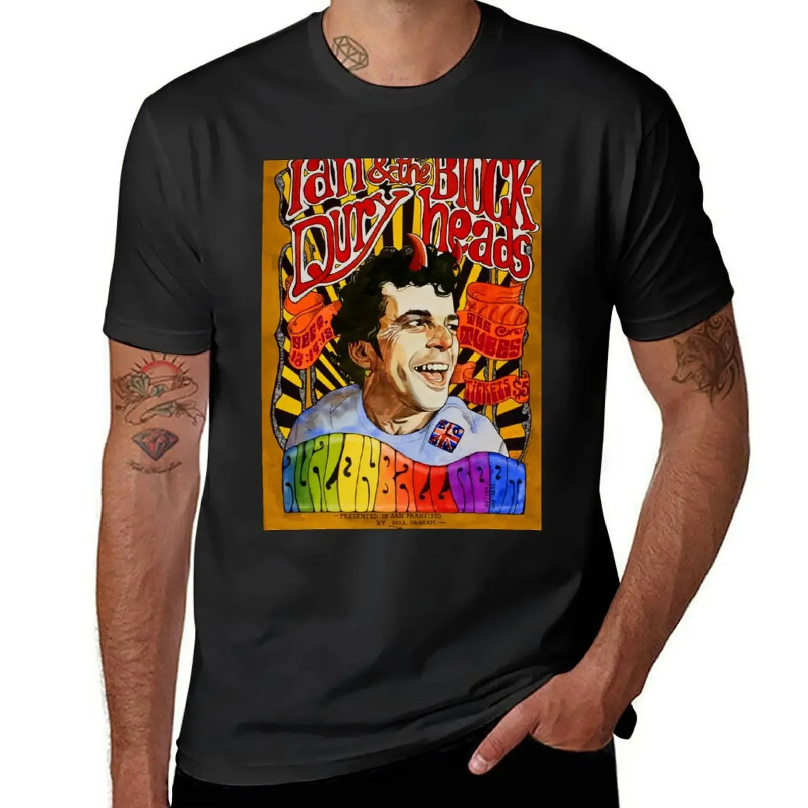 Футболка с надписью Ian Dury at the Avalon, Мужская одежда, черная футболка